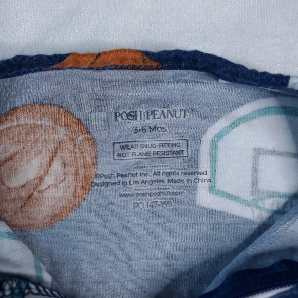Posh Peanut Basketball Footed Sleepers Pajamas Footies Bamboo 3-6 Months - Picture 7 of 11